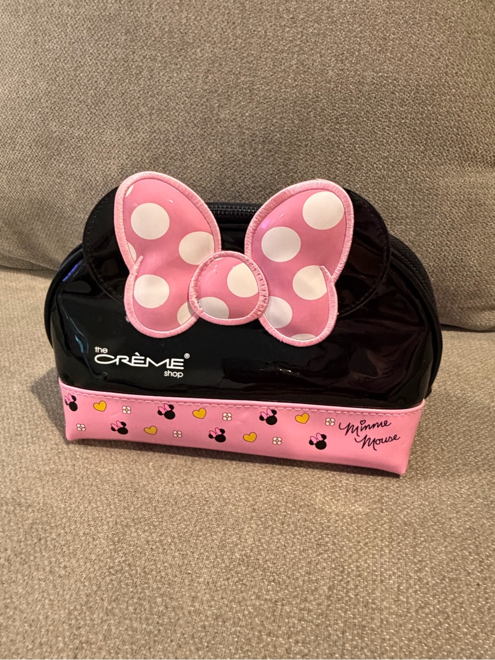 Kids Minnie Mouse Pink & Black Bow Cosmetic Pouch